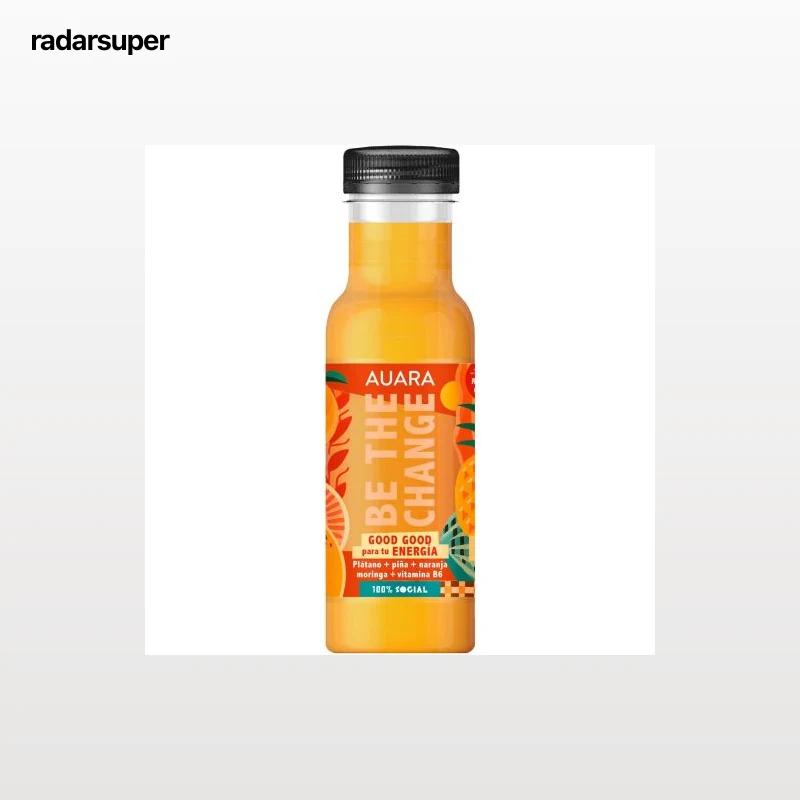 Zumo de frutas y vitamina B6 Be The Change Aura botella 33 cl.
