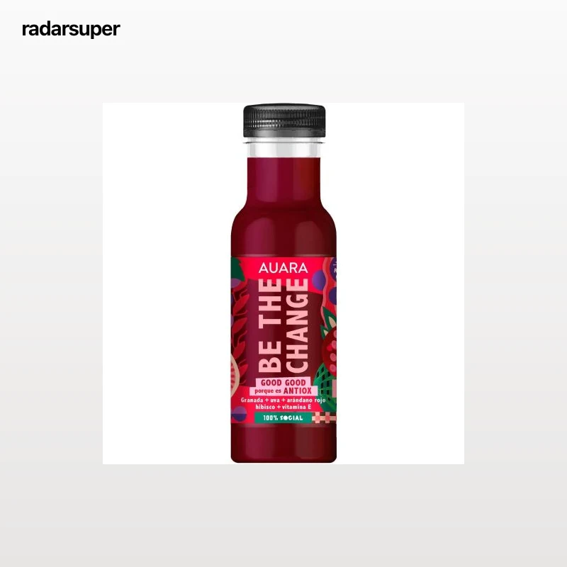 Zumo de frutas y vitamina E Be The Change Auara botella 33 cl.