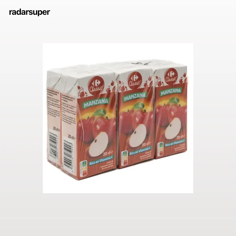 Zumo de manzana Carrefour Classic pack de 6 briks de 20 cl.