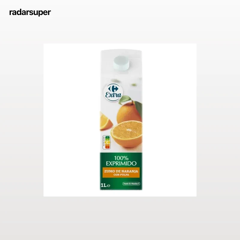 Zumo de naranja Carrefour Extra exprimido con pulpa brik 1 l.