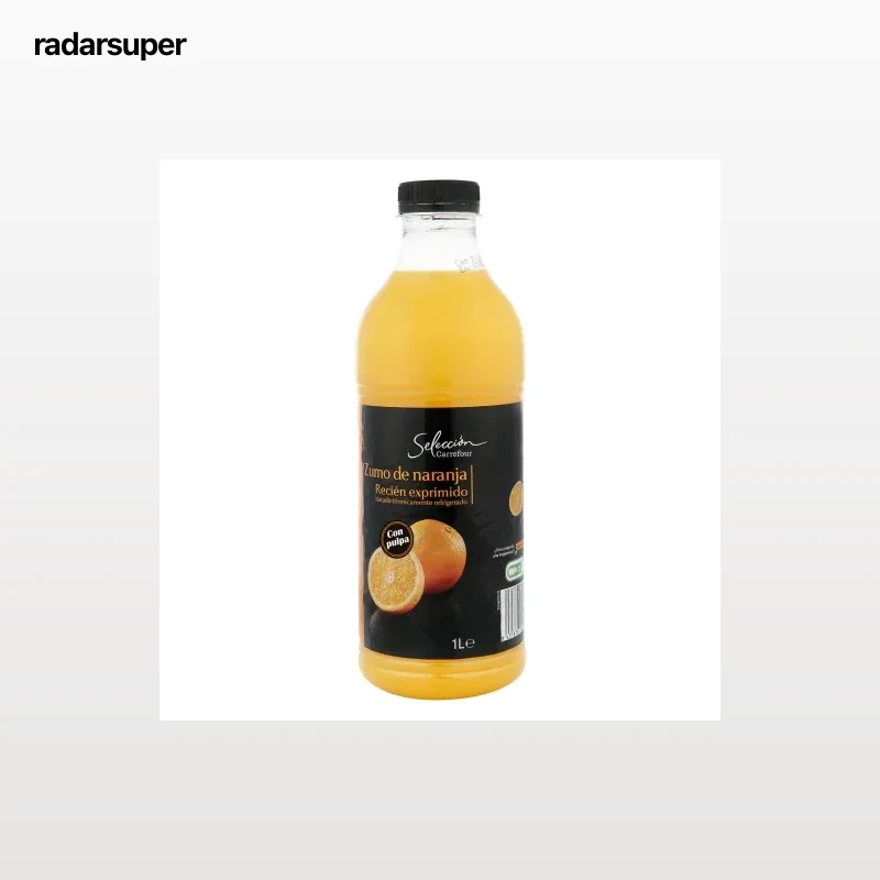 Zumo de naranja recién exprimido con pulpa Carrefour Selección botella 1 l.