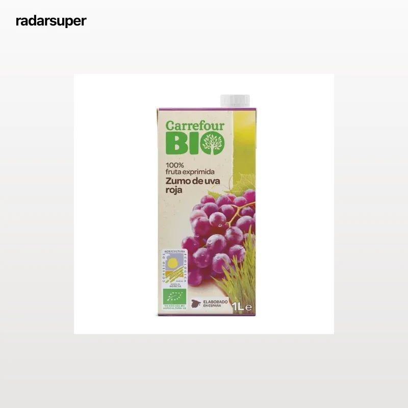 Zumo de uva roja ecológico Carrefour Bio brik 1 l.