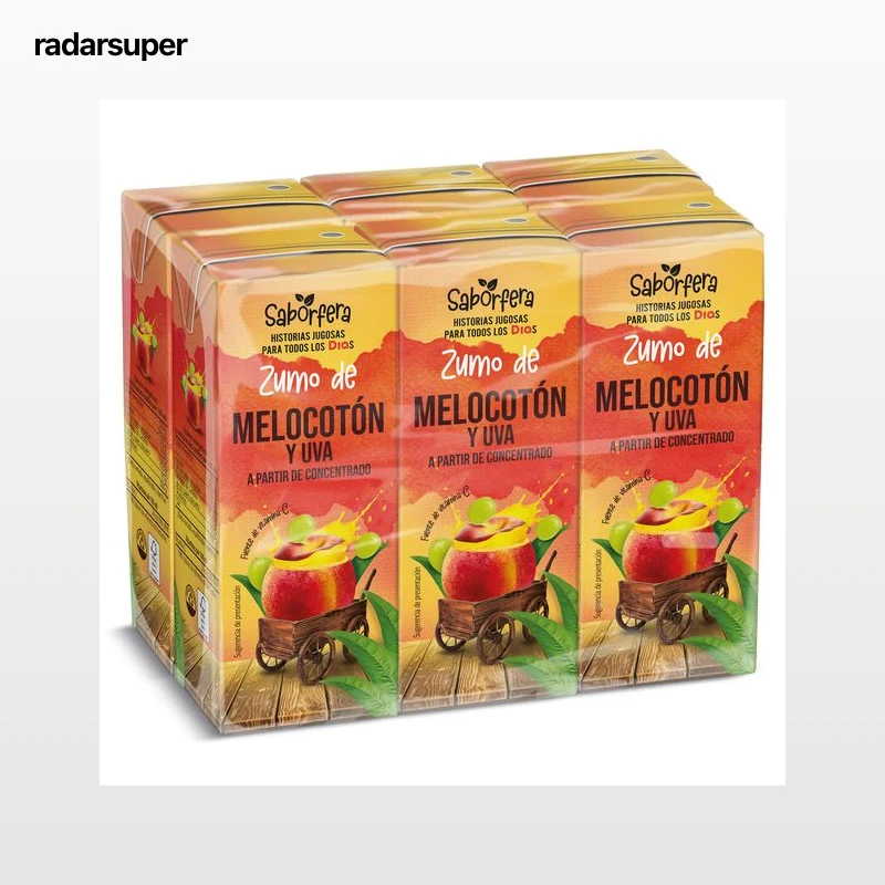 Zumo de melocotón y uva Dia Saborfera pack 6 x 200 ml
