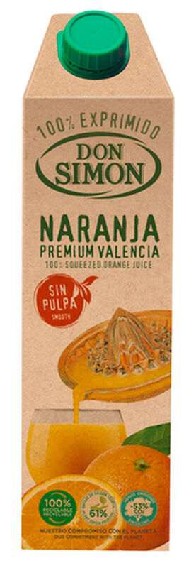 Zumo de naranja sin pulpa exprimido Don Simón 1l