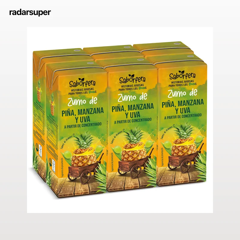 Zumo de piña, manzana y uva pack 6 x 200 ml