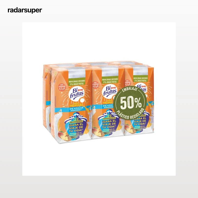 Zumo tropical con leche Bifrutas Pascual pack 6 sin azúcar