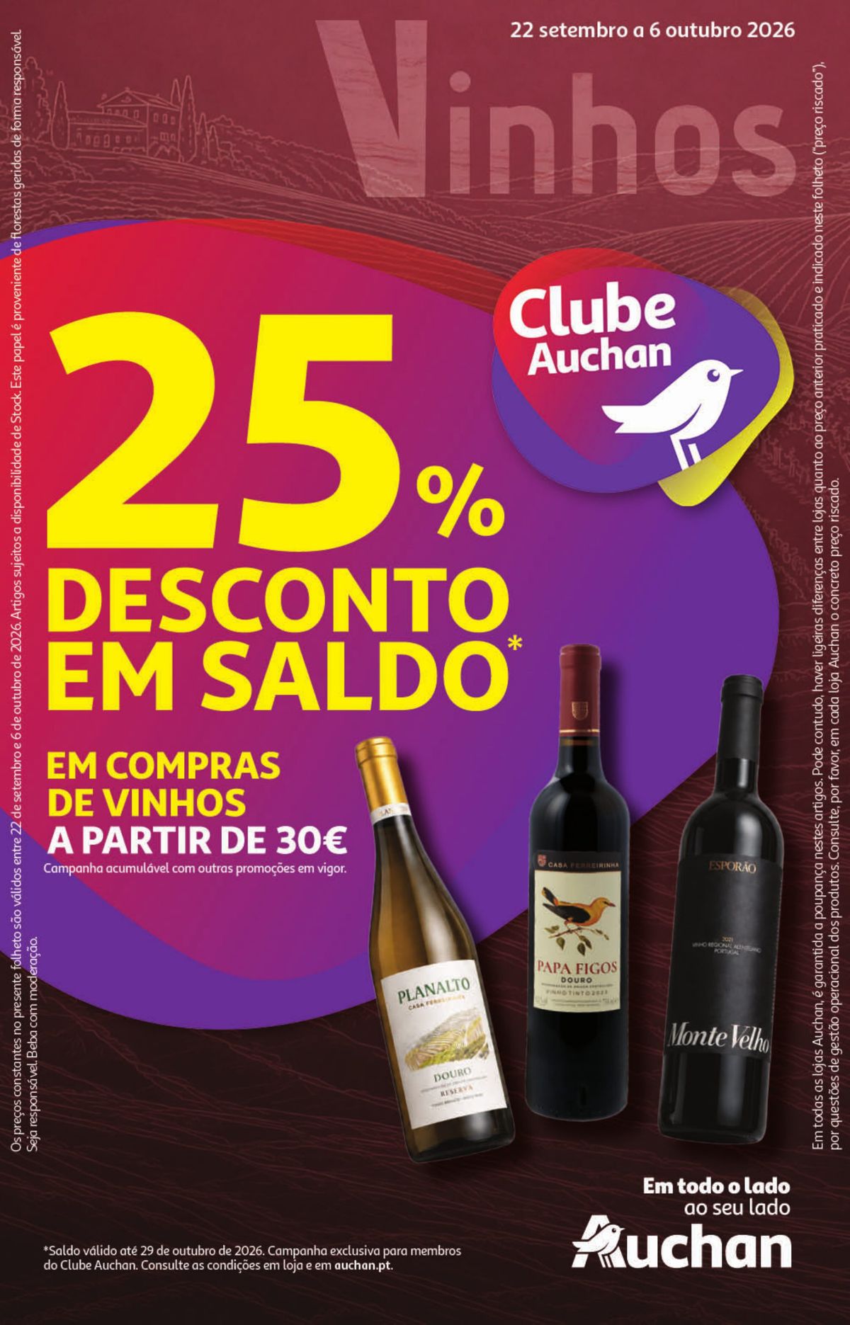 Folheto Auchan Vinhos · de 22 de Setembro a 6 de Outubro — página 1