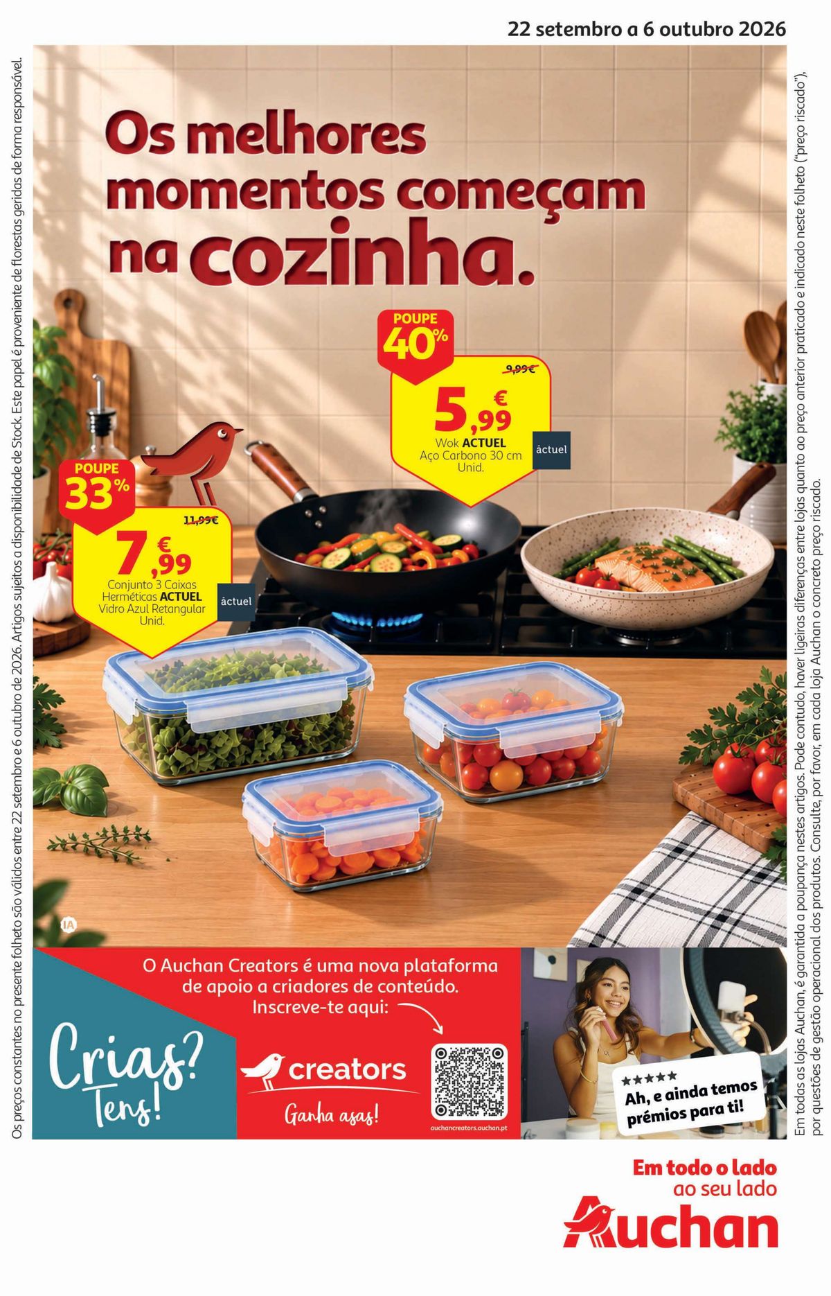 Folheto Auchan Cozinhar com prazer + PET · de 22 de Setembro a 6 de Outubro — página 1