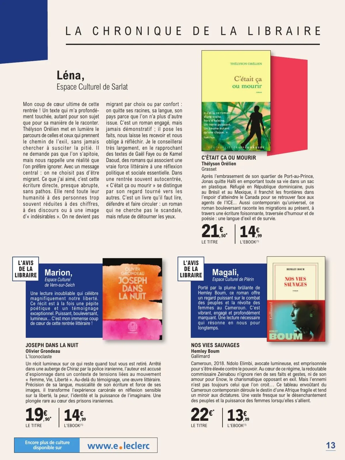 Catalogue E.Leclerc · Guide Rentree Litteraire — page 13