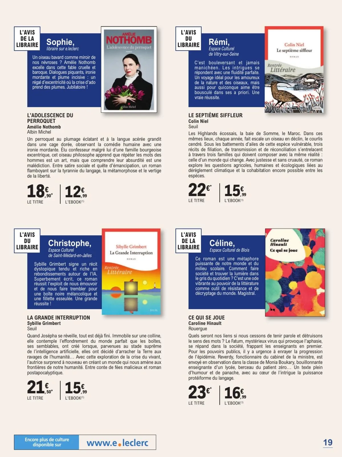 Catalogue E.Leclerc · Guide Rentree Litteraire — page 19