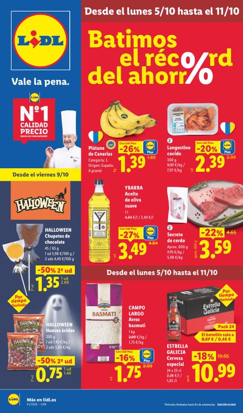 Portada Folleto Lidl Alimentación · 5 de octubre de 2026 – 11 de octubre de 2026