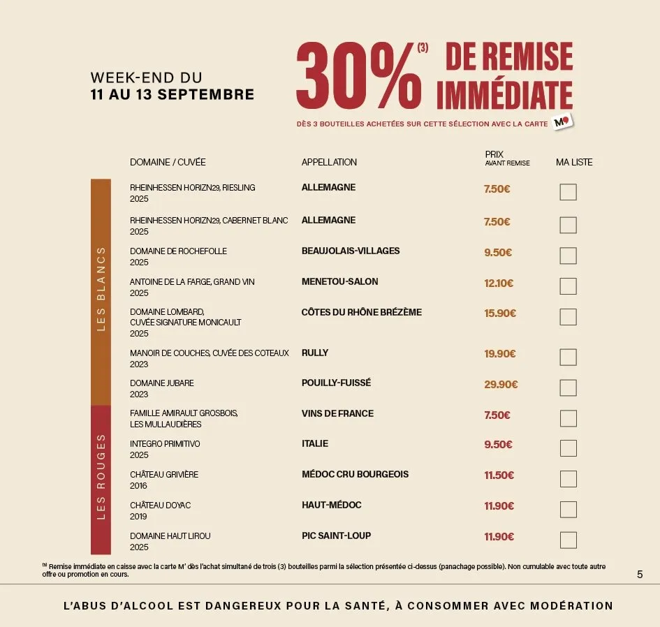 Catalogue Monoprix · Calendrier foire aux vins (12) · du 27 septembre 2026 au 27 septembre 2026 — page 5