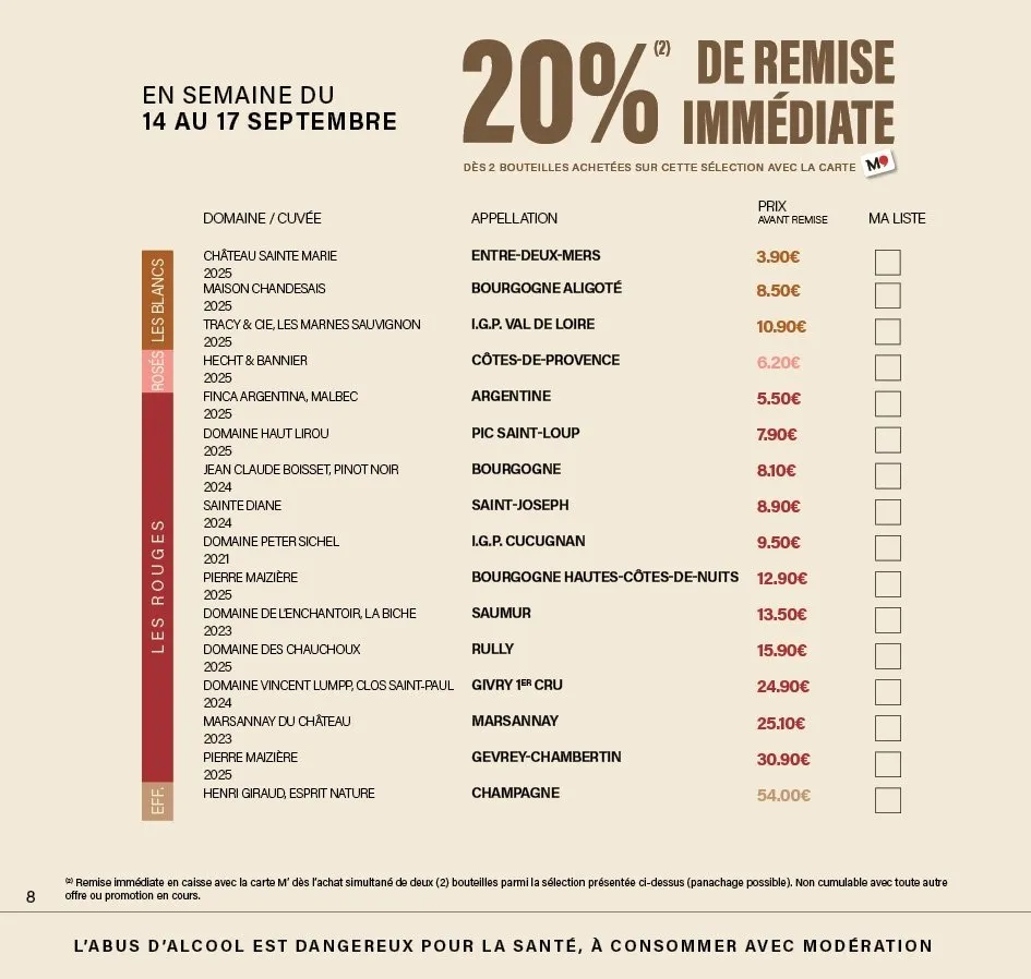 Catalogue Monoprix · Calendrier foire aux vins (12) · du 27 septembre 2026 au 27 septembre 2026 — page 8