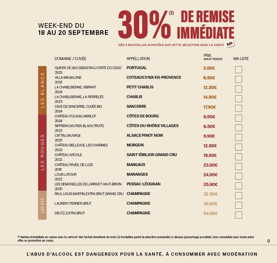Catalogue Monoprix · Calendrier foire aux vins (12) · du 27 septembre 2026 au 27 septembre 2026 — page 9