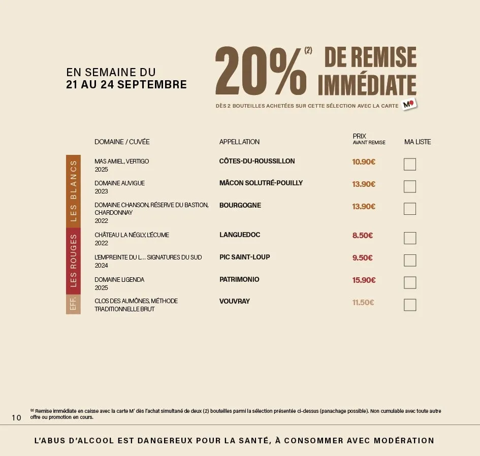 Catalogue Monoprix · Calendrier foire aux vins (12) · du 27 septembre 2026 au 27 septembre 2026 — page 10