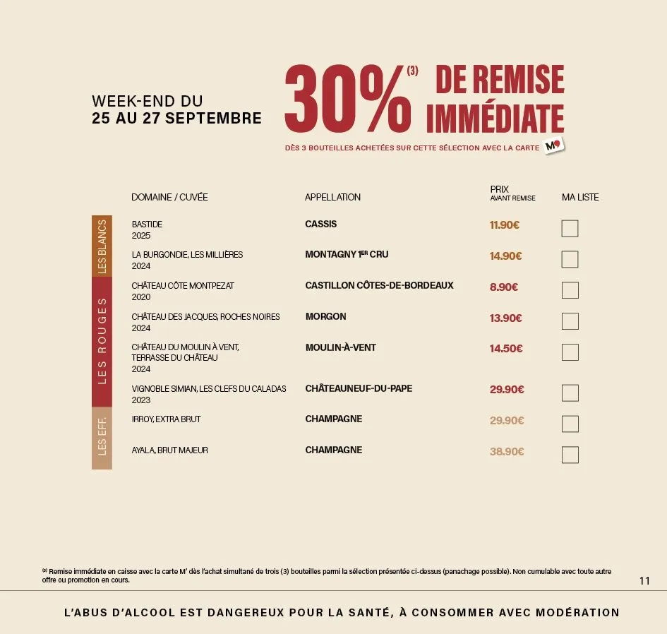 Catalogue Monoprix · Calendrier foire aux vins (12) · du 27 septembre 2026 au 27 septembre 2026 — page 11