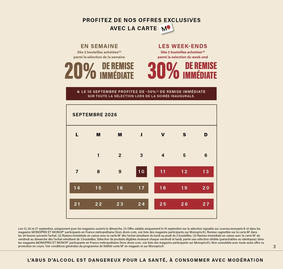 Catalogue Monoprix · Calendrier foire aux vins · du 11 septembre 2026 au 27 septembre 2026 — page 3