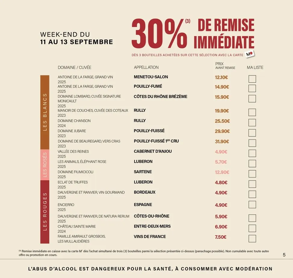 Catalogue Monoprix · Calendrier foire aux vins · du 11 septembre 2026 au 27 septembre 2026 — page 5