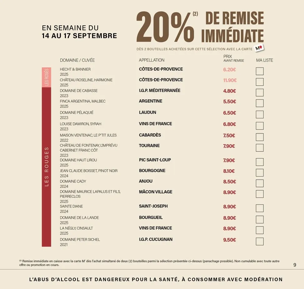 Catalogue Monoprix · Calendrier foire aux vins · du 11 septembre 2026 au 27 septembre 2026 — page 9