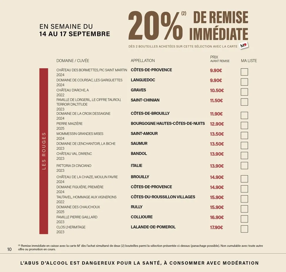 Catalogue Monoprix · Calendrier foire aux vins · du 11 septembre 2026 au 27 septembre 2026 — page 10