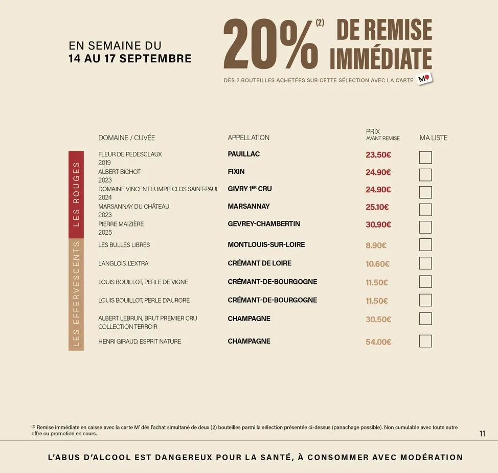 Catalogue Monoprix · Calendrier foire aux vins · du 11 septembre 2026 au 27 septembre 2026 — page 11