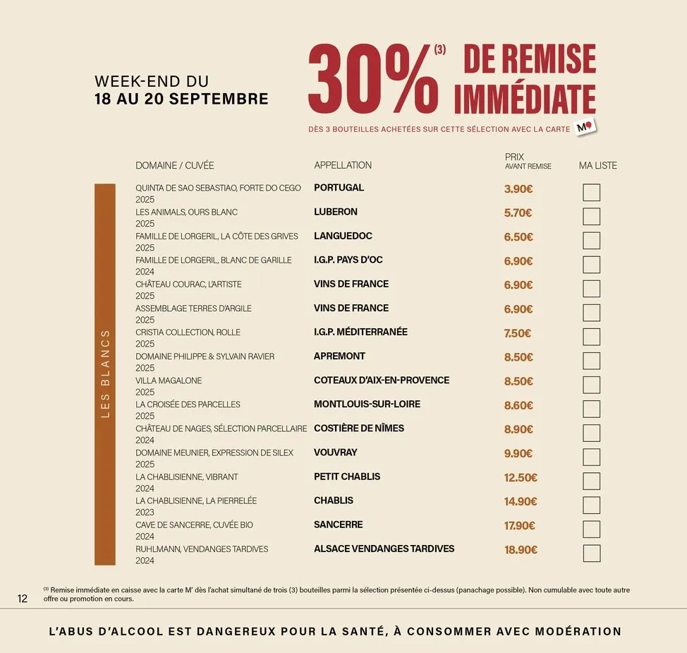 Catalogue Monoprix · Calendrier foire aux vins · du 11 septembre 2026 au 27 septembre 2026 — page 12