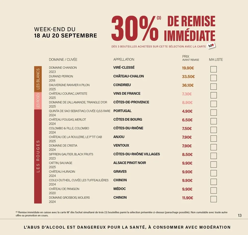 Catalogue Monoprix · Calendrier foire aux vins · du 11 septembre 2026 au 27 septembre 2026 — page 13