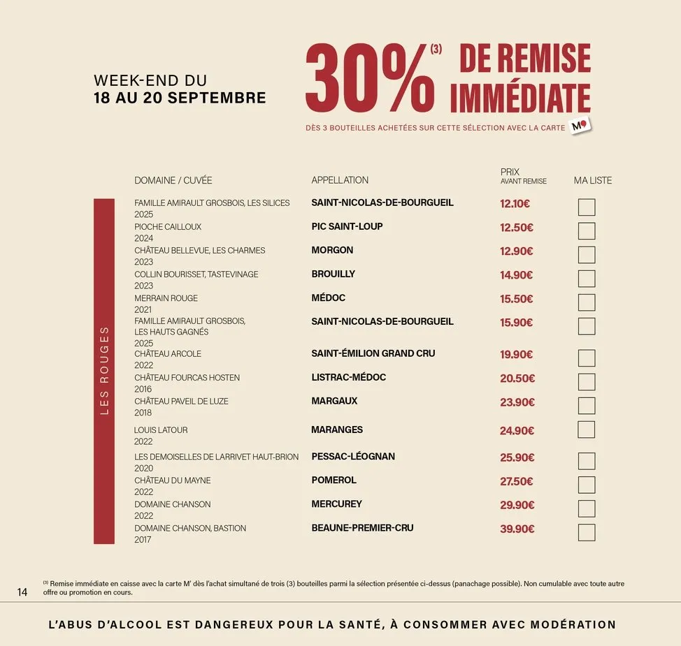 Catalogue Monoprix · Calendrier foire aux vins · du 11 septembre 2026 au 27 septembre 2026 — page 14