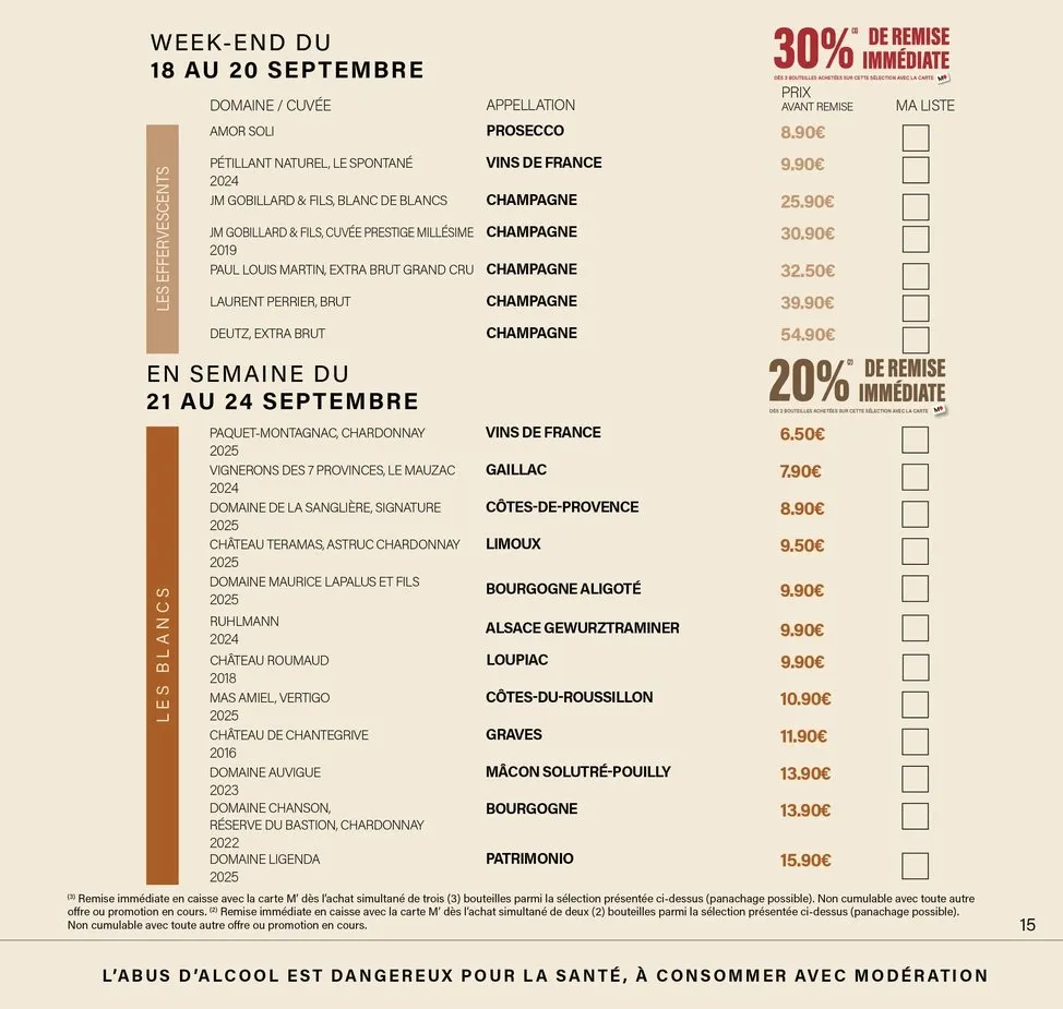 Catalogue Monoprix · Calendrier foire aux vins · du 11 septembre 2026 au 27 septembre 2026 — page 15