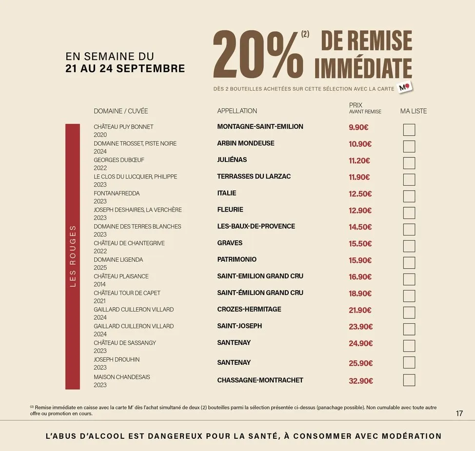 Catalogue Monoprix · Calendrier foire aux vins · du 11 septembre 2026 au 27 septembre 2026 — page 17