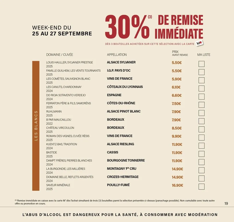 Catalogue Monoprix · Calendrier foire aux vins · du 11 septembre 2026 au 27 septembre 2026 — page 19