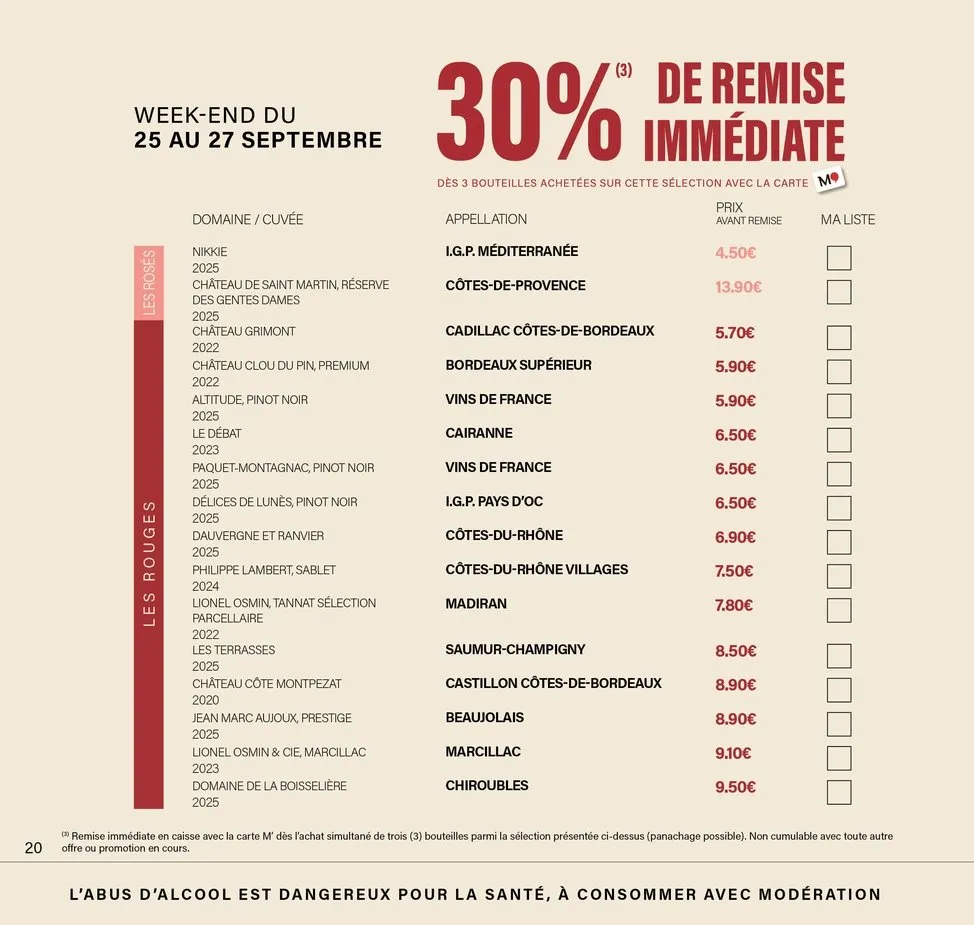 Catalogue Monoprix · Calendrier foire aux vins · du 11 septembre 2026 au 27 septembre 2026 — page 20