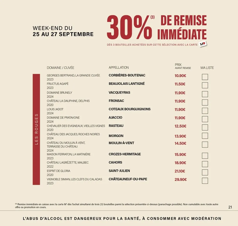 Catalogue Monoprix · Calendrier foire aux vins · du 11 septembre 2026 au 27 septembre 2026 — page 21