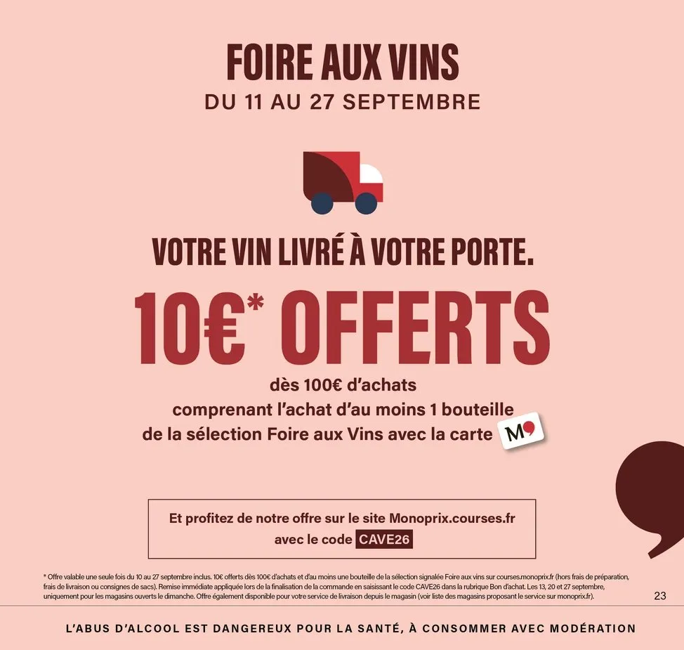 Catalogue Monoprix · Calendrier foire aux vins · du 11 septembre 2026 au 27 septembre 2026 — page 23
