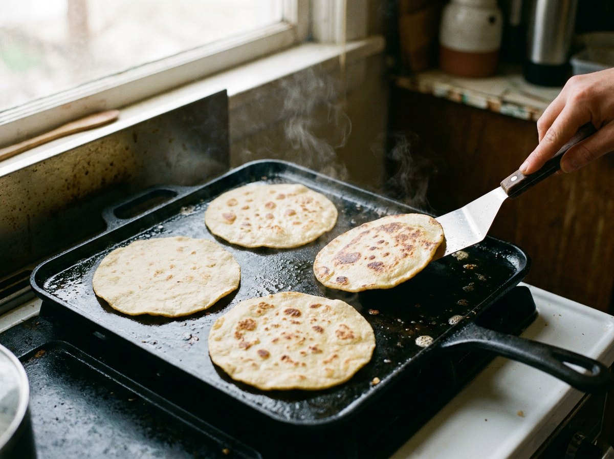 Cocina las arepas en la plancha
