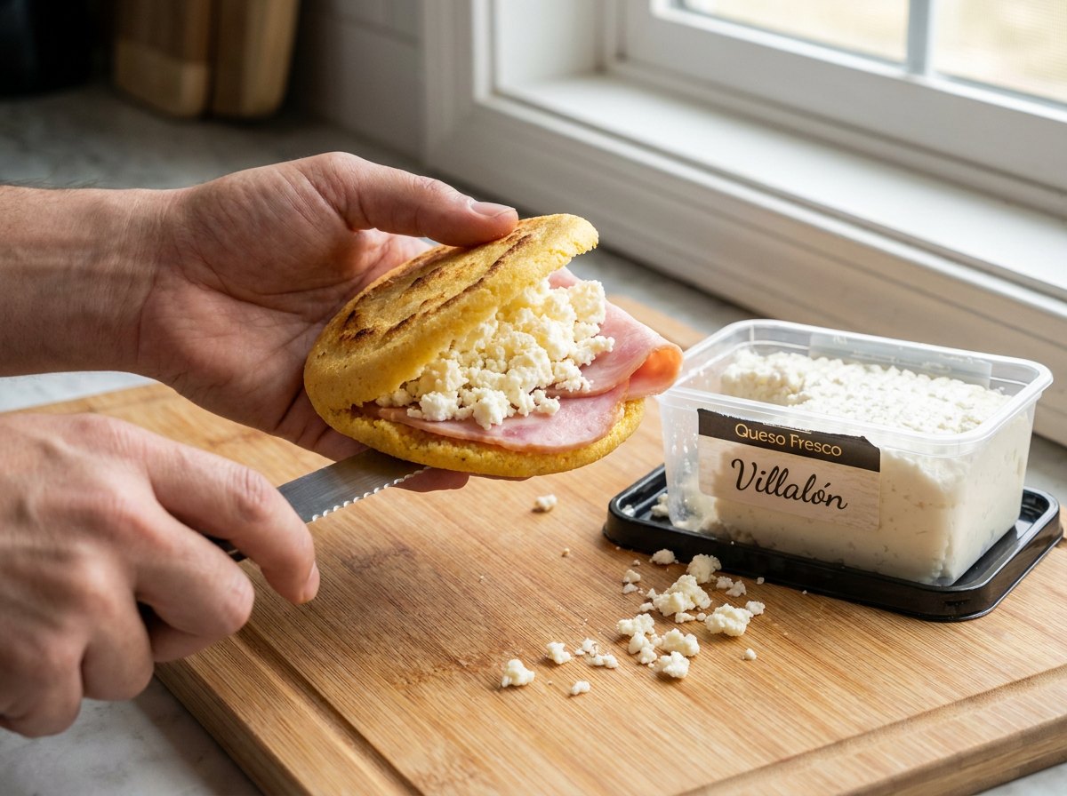 Abre y rellena las arepas