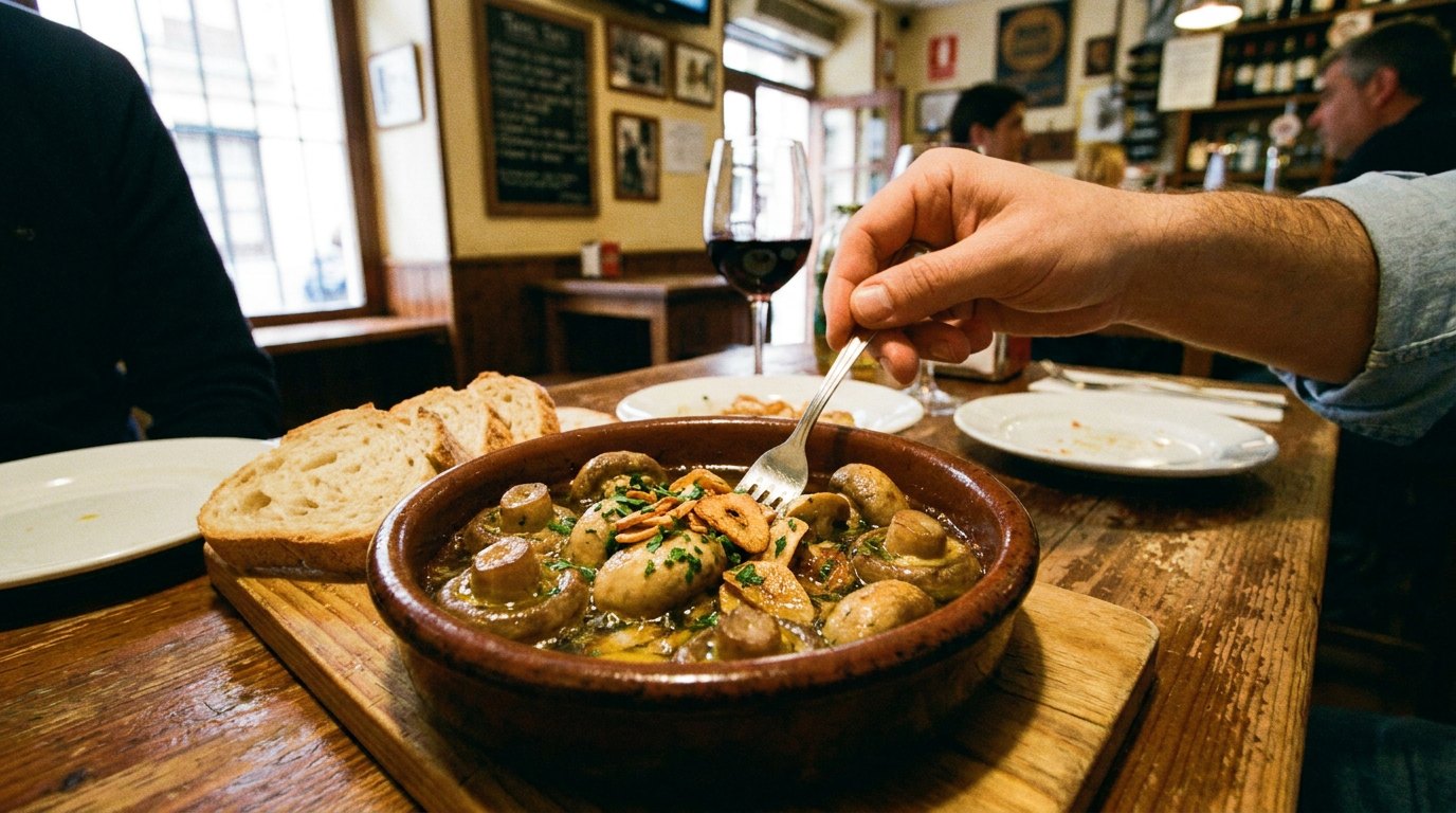 Champiñones al ajillo — plato terminado