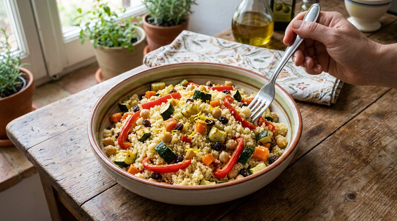 Cuscús con verduras y garbanzos