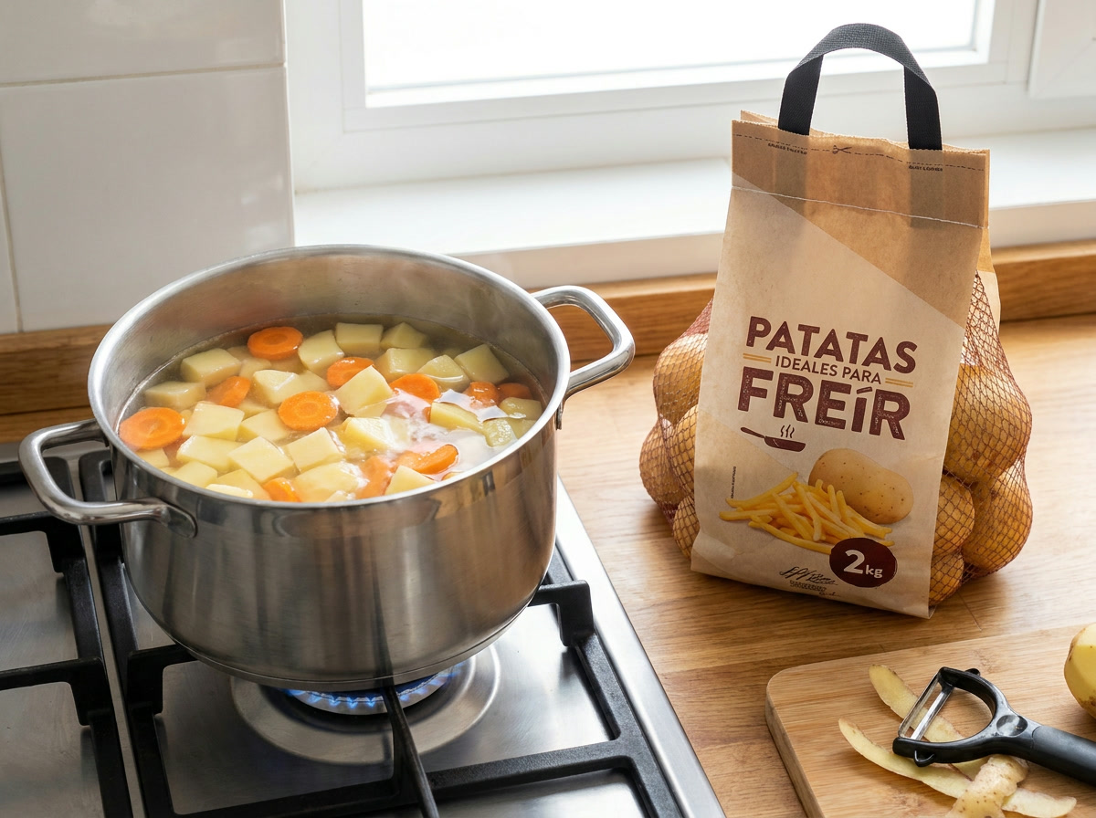 Cuece las patatas y zanahorias
