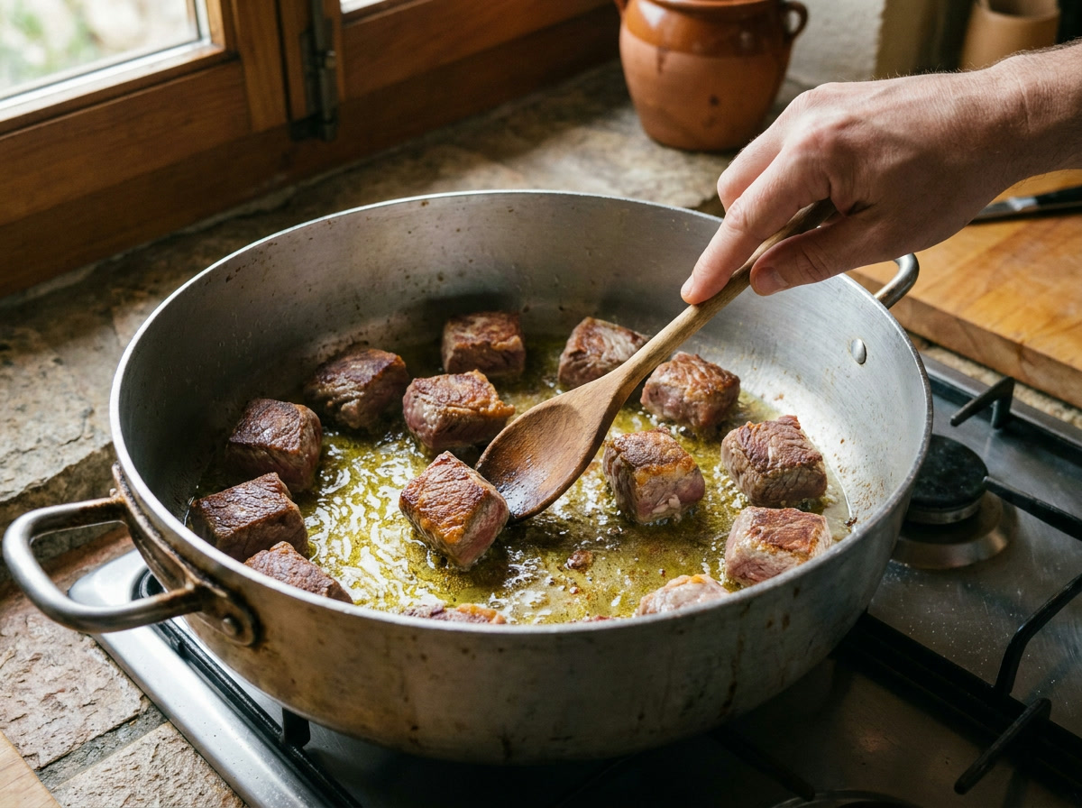Sella la carne en dos tandas