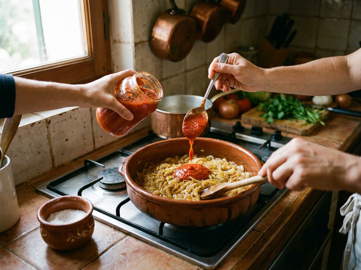 Añade el tomate frito
