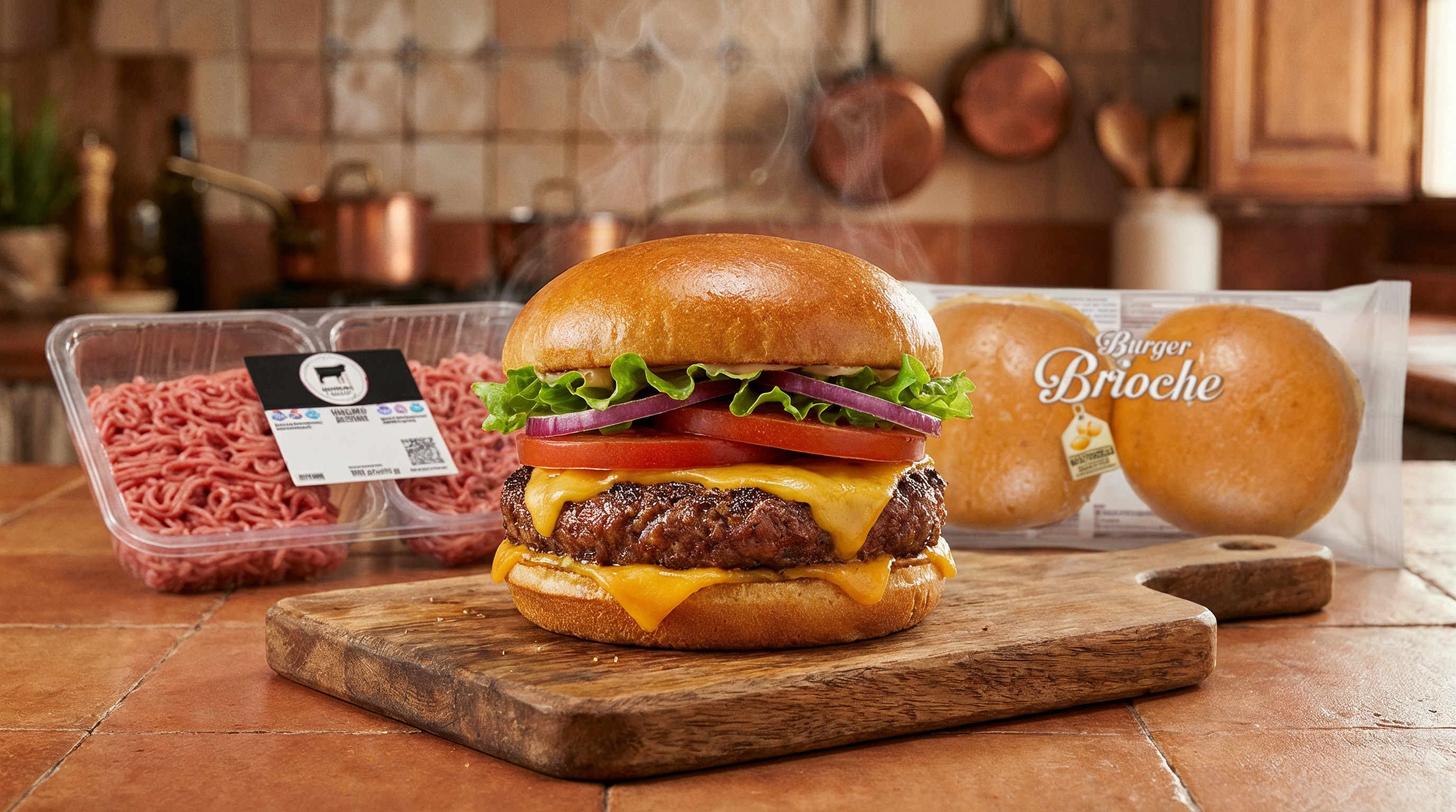 Hamburguesa casera jugosa