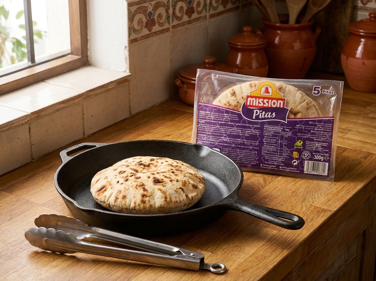 Calienta los panes de pita