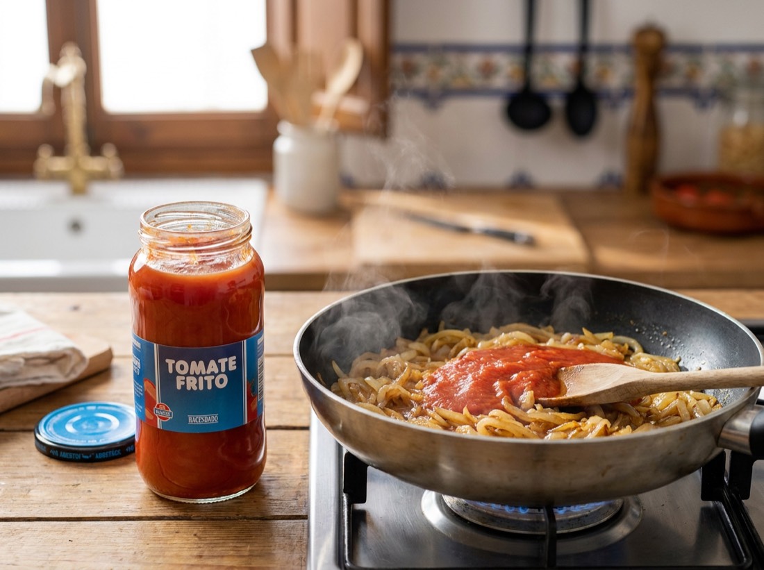 Añade el tomate frito