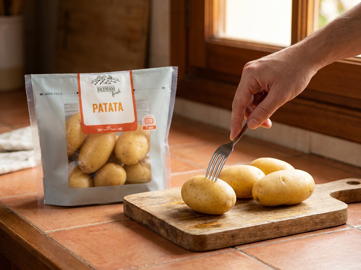 Lava y pincha las patatas