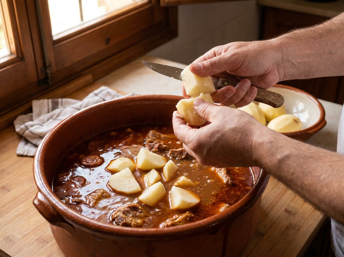 Añade las patatas chascadas