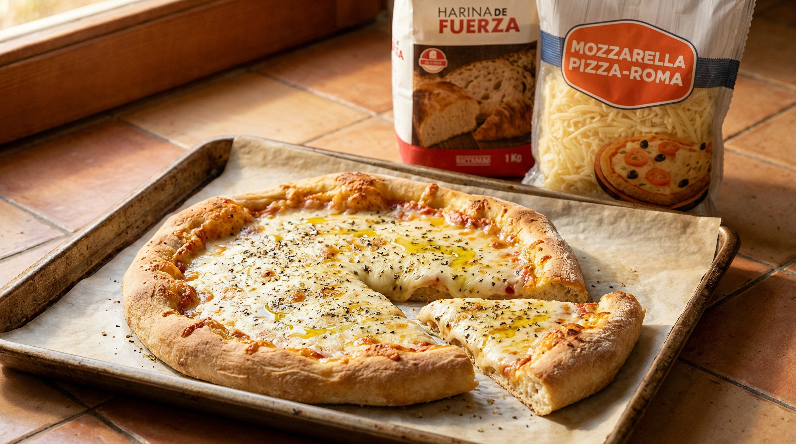 Pizza casera con masa de pizza fácil
