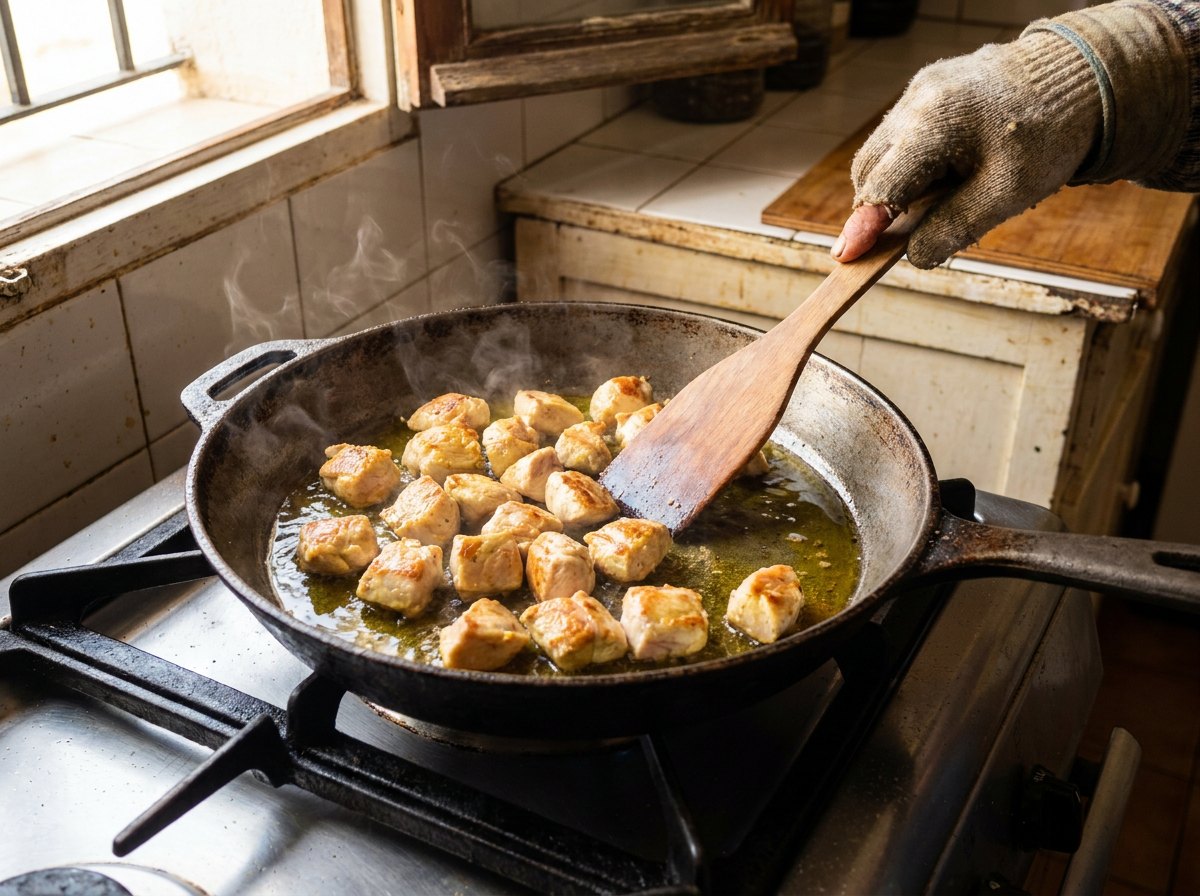 Sella el pollo a fuego fuerte