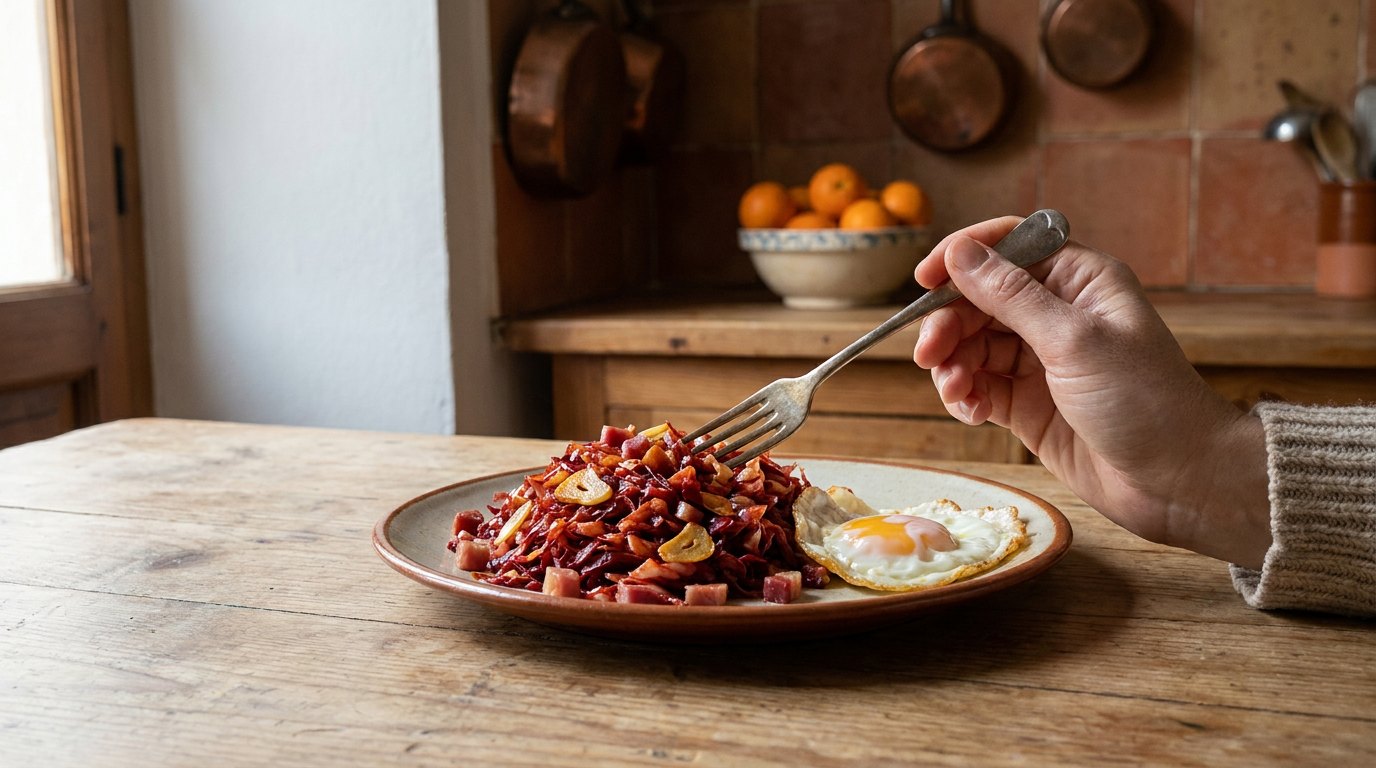 Repollo rehogado con ajo y pimentón