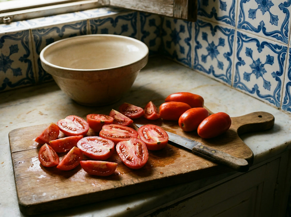 Lava y trocea los tomates